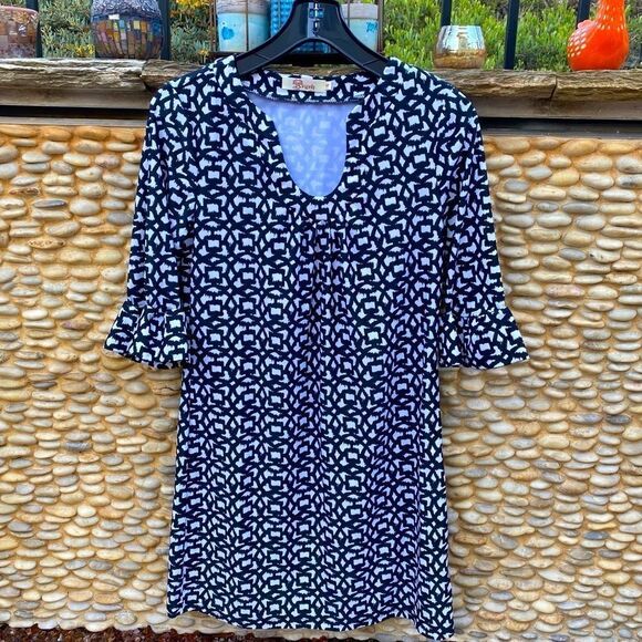 ARYEH Black & White Patterned Stretchy Dress. Size Small.  Excellent Condition. - Picture 1 of 4